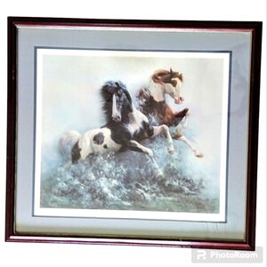 Chuck DeHaan Signed Lithograph "Untamed" Framed Fine Art Horse Print 1988